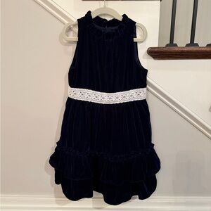 Janie and Jack Navy Velvet Dress (size 6)